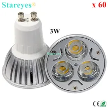 60 шт. затемняемый GU10 E27 MR16 E14 B22 GU5.3 3 Вт высокомощный светодиодный прожектор, светильник, лампа для освещения