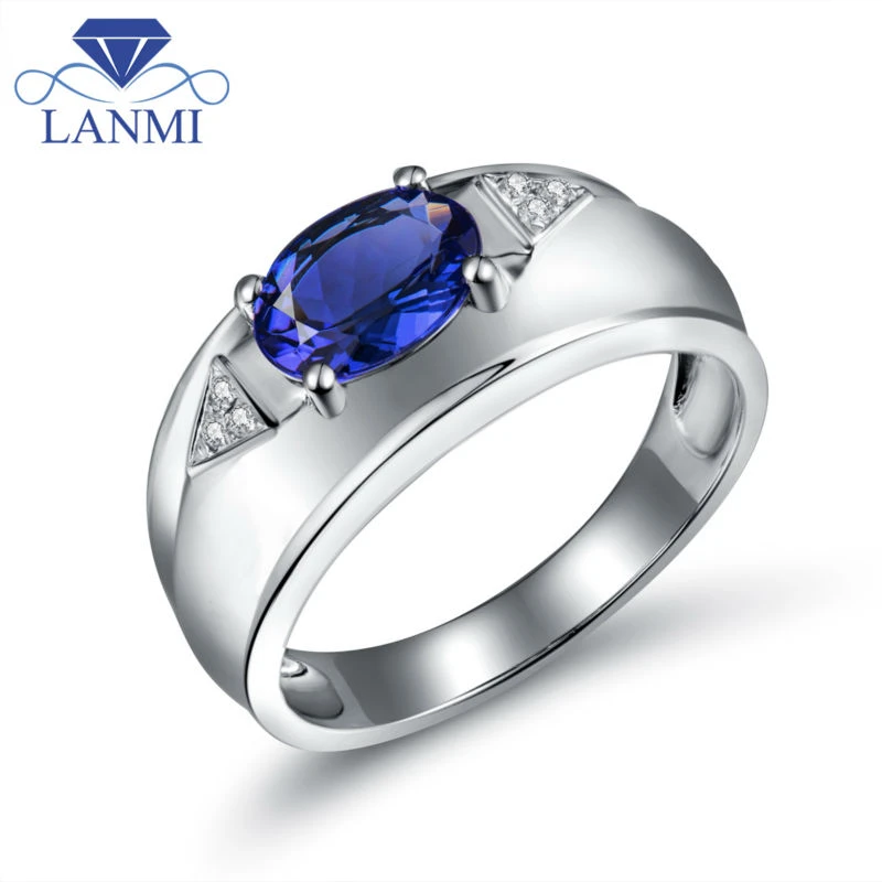 lanmi 14k white gold natural mens emerald ring sapphire tanzanite engagement wedding band with diamonds for man fathers day amazoncom on tanzanite wedding rings for him