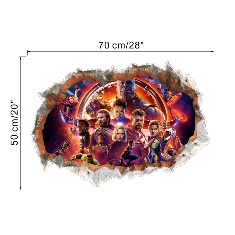 3D эффект Мстители сломанные Наклейки на стены для детской комнаты детская домашний Декор ПВХ Наклейки на стены Супер Герои плакаты Фреска Искусство