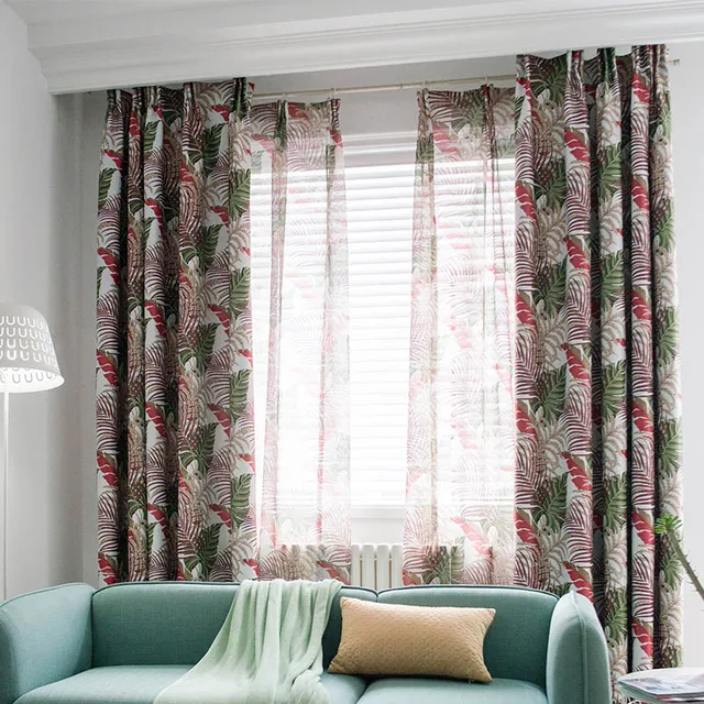 Tropical Leaves Printed Curtains
