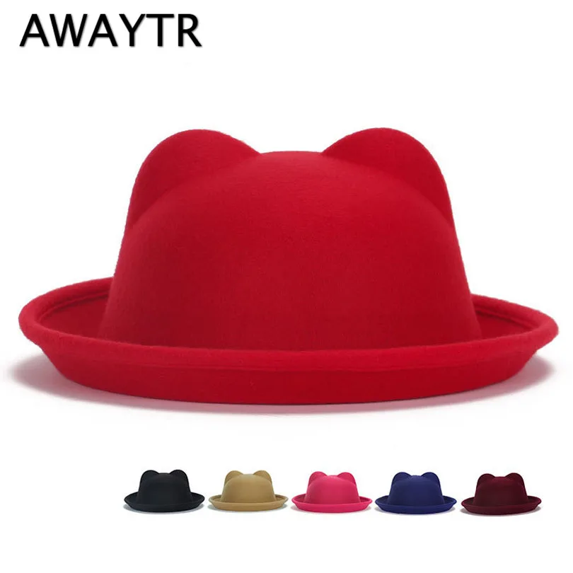 

AWAYTR New Arrival Chlidren Unique Cute Wool Winter&Autumn Cat Ears Hat Cap Christmas Hot Sale Caps For Girls Hats Party