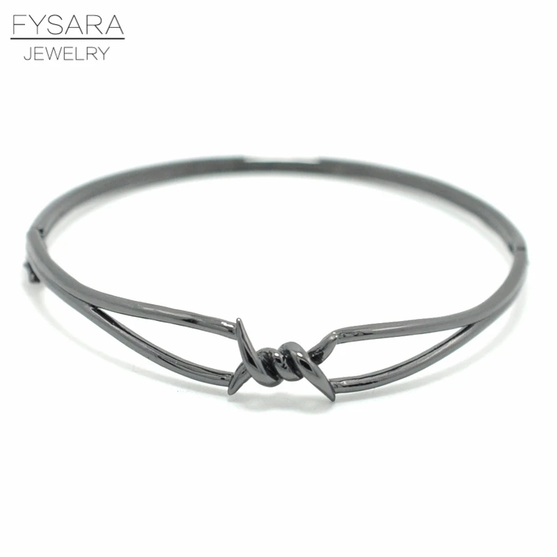 

FYSARA Street X Bracelet For Men Women Charm Knot Thin Bangles & Bracelets Black Gold Punk Jewelry Twisted Buckle Bangles