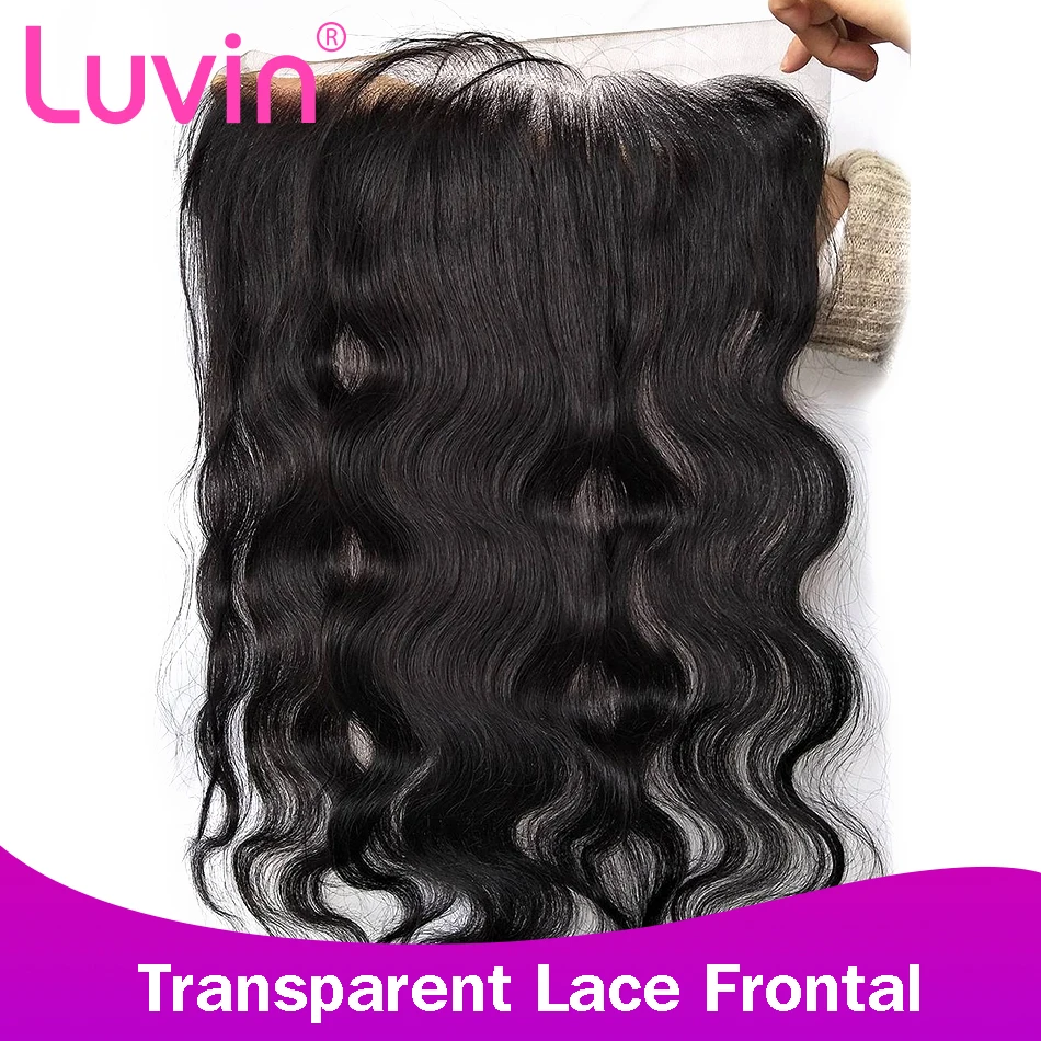 

Luvin 13x4 HD Transparent Swiss Lace Frontal Closure With Baby Hair Body Wave Ear To Ear Pre Plucked Brazilian Hair Frontals