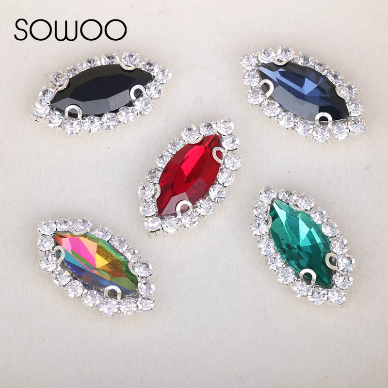 

Sunflower Sew On Rhinestone with Claw Glass Crystals Sewing Stone For Wedding Decoration small stone +big stone in middle