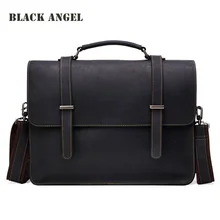 Винтажный Мужской портфель из воловьей кожи Crazy Horse, деловые сумки-мессенджеры из натуральной кожи, мужская сумка на плечо