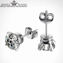 Jewellwang 18k White Gold Stud Earrings 1.0ct carat Moissanites Color level J K G I F G D E Trendy for Women Men Unisex Party
