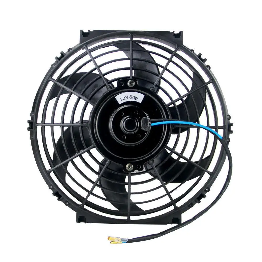 10 inch, Black Jtron 10inch Universal Electric Radiator Cooling Fan Slim Fan Push Pull Engine Blade FAN 12V 80W Mount Kit 