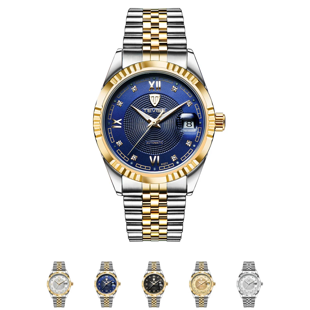 TEVISE Mechanical Watch Men Luminous Date Men's Watches Luxury Automatic Watch Men Clock With Metal Watch Bracelets Dropshipping (2)