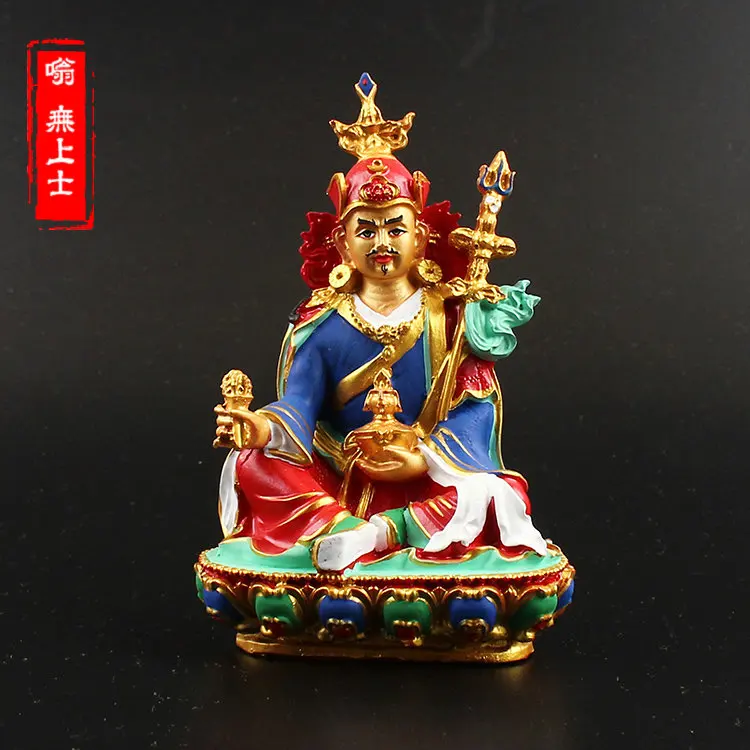 

13CM tall # Greco-Buddhist HOME OFFICE Talisman efficacious family Protection # Nepal, Tibet, India Padmasambhava Buddha statue