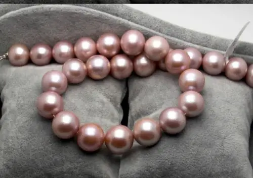 

Free Shipping >>>>> 12mm natural south seas pink purple pearl necklace silver clasp