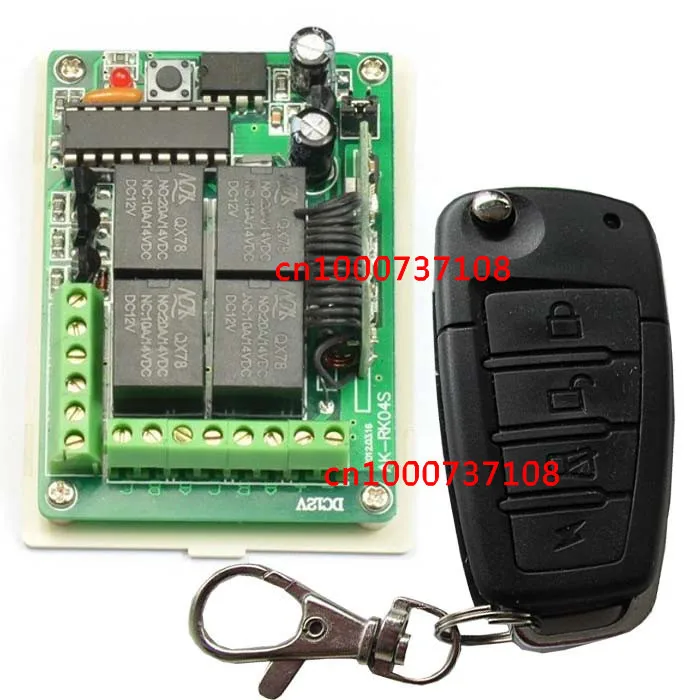 

Learning Code DC 12V 10 A 4 CH wireless remote control system Control RF Receiver &Transmitter 315MHZ 433MHZ