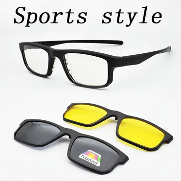 Полуоправа, очки для мужчин, серебро, с магнитным зажимом, очки для близорукости, поляризационные солнцезащитные очки, Uv 400, очки для ночного видения, для вождения