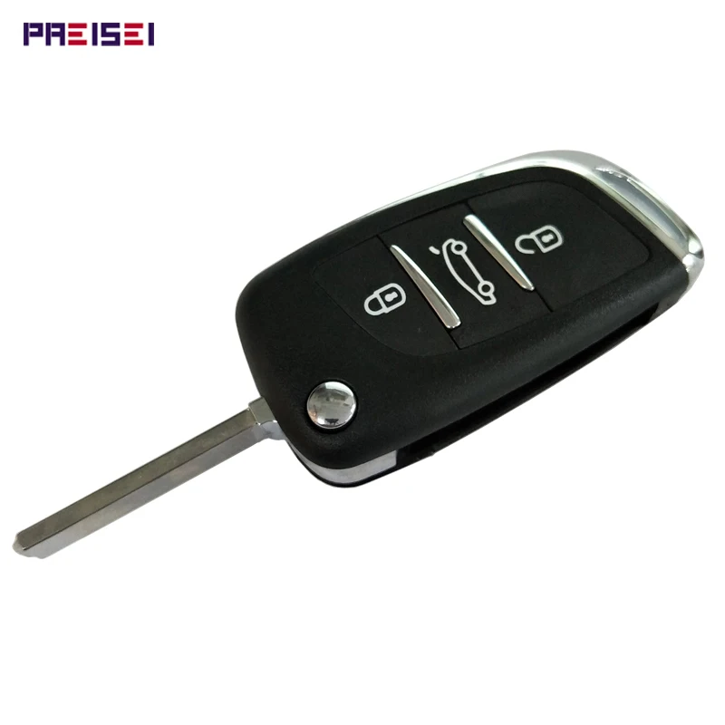 PREISEI 3 кнопки автомобильный модифицированный дистанционный флип-чехол для ключей брелок для peugeot 307 407 Сменные ключи без паза