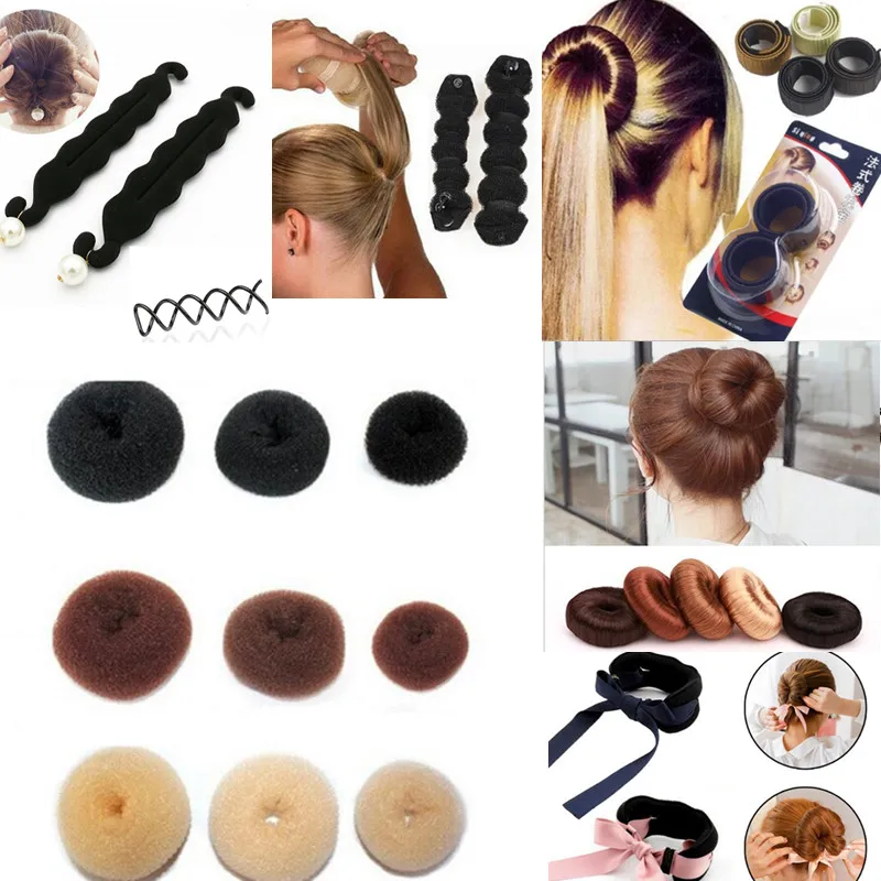 

Girls Headwear Hair Braider Tool Roller Styling MagicTwist Maker Ring Fast Bun Donut Women Hairband Black Hair Accessories