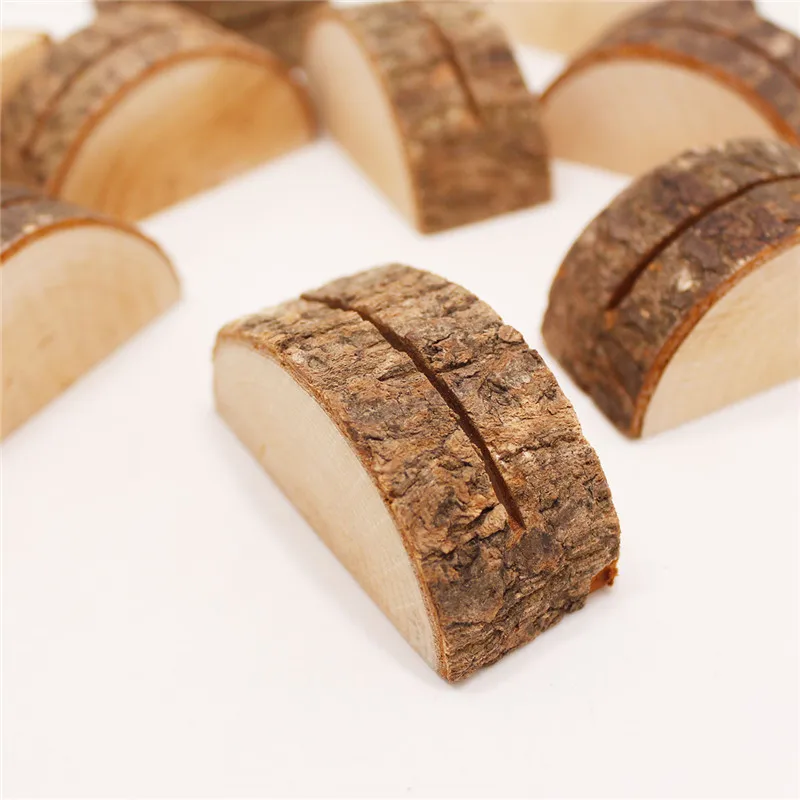 

1pcs/lot Photo Holder Tree Stump with Leather Woodiness Clip Wood Photo Holder Table Holders Creative Decorative office family