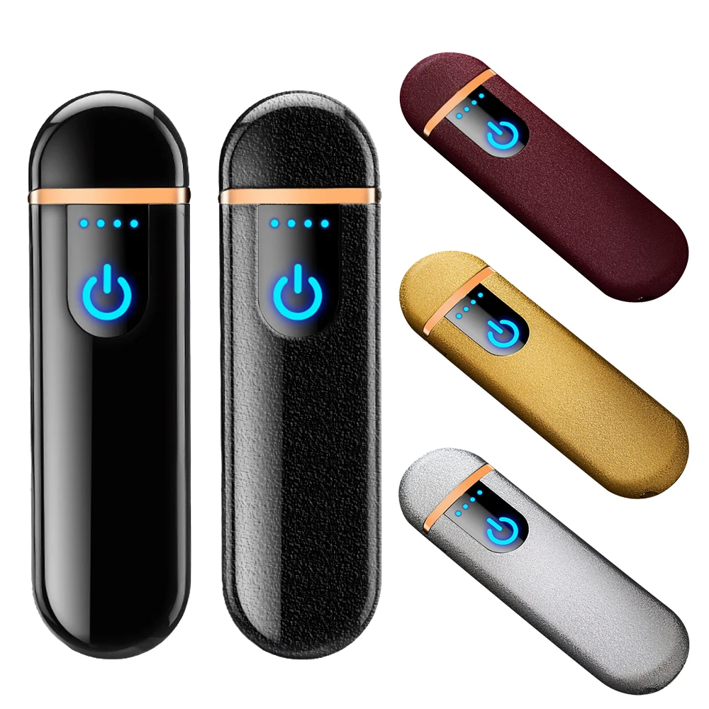 

New Mini Creative Electronic Lighter Two-Sided Fingerprint Ignition USB Rechargeable Windproof Electronic Cigarette Lighter