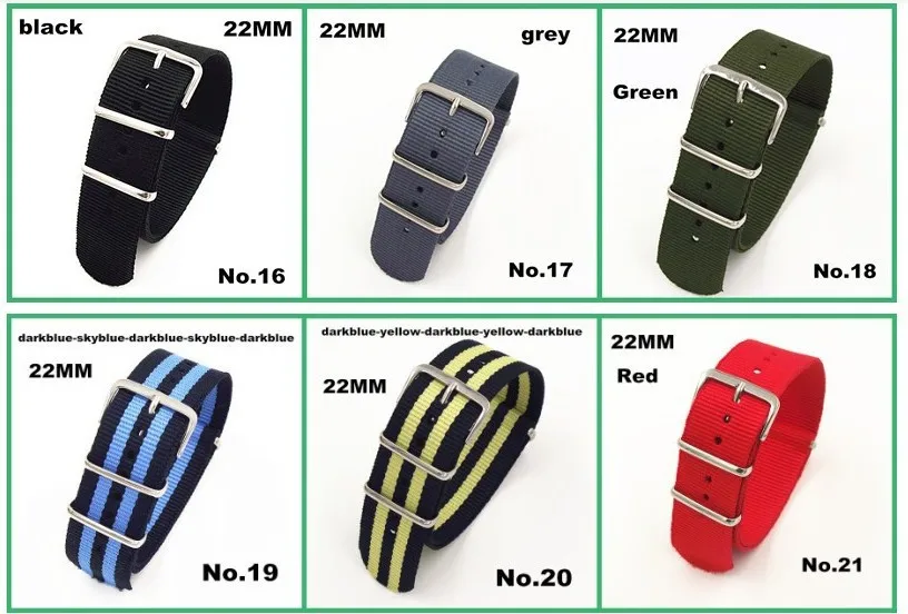 

Retail - 1PCS High quality 22MM Nylon Watch band NATO straps waterproof watch strap - New arrived 10 colors - 3144