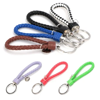 

Braided Woven Rope Double Rings Fit DIY Leather Rope Handmade Waven Keychain Fashion Unisex Key Chain Car Key Ring Accessories