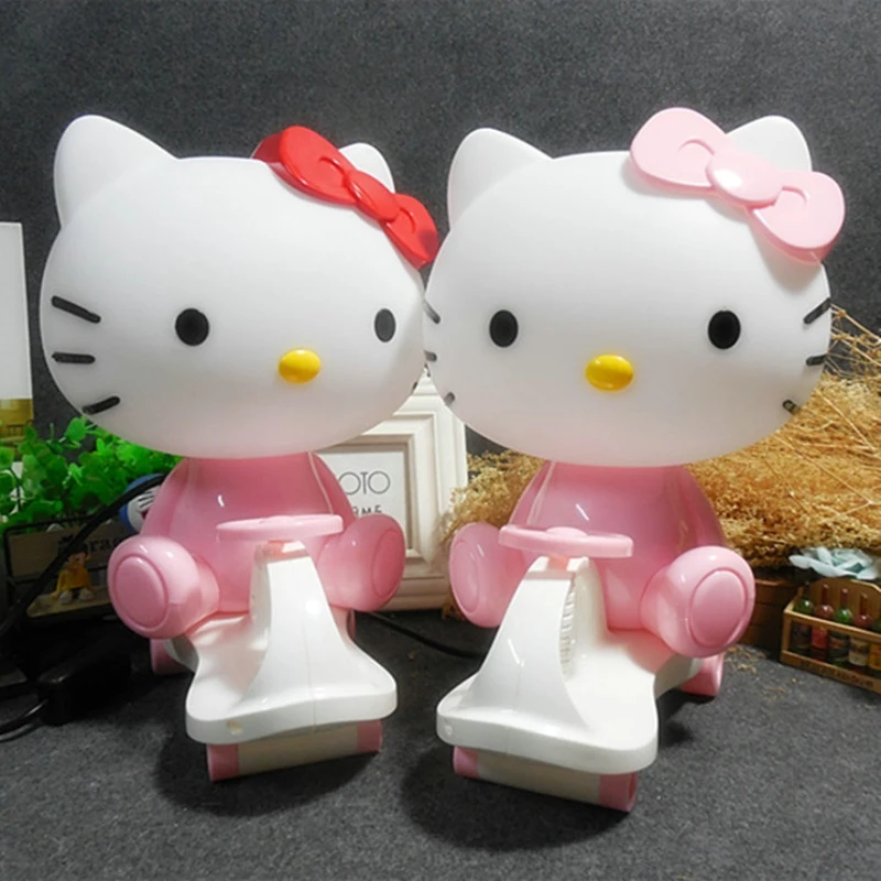 Рисунок «Hello Kitty» светодиодный ночной Светильник розовый/красный с изображением героя из мультфильма «игрушка, настольные лампы в виде автомобиля, Спальня рядом Настольная лампа Для детей подарок украшение дома