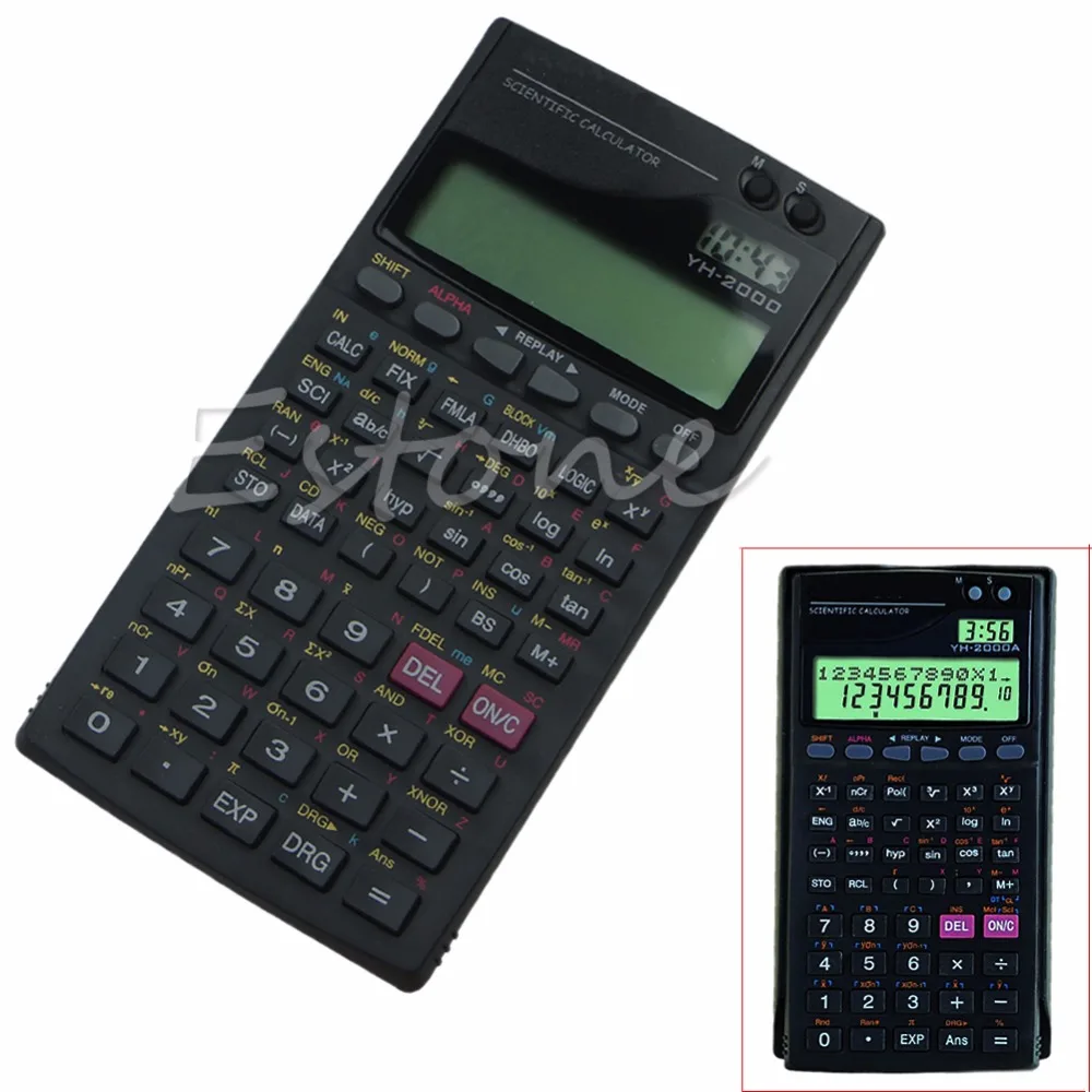 1 قطعة جديد 2.5 ''LCD عرض شاشة 2000A العلمية وظيفة حاسبة الأسود