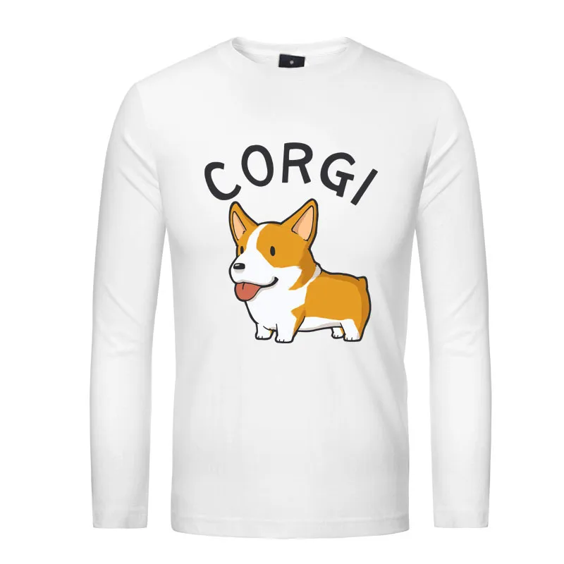2018 Мужская забавная Футболка с принтом милой собаки Модная Длинная черная белая