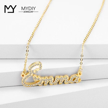 

925 Silver Crystal Pendant Necklace for Women Stone Chain Zirconia Necklaces Women Personalized Names Initial Letters