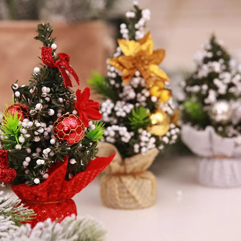 Мини Рождественская елка игрушка с орнаментом для домашнего офиса Спальня Рабочий стол рождественские украшения-30