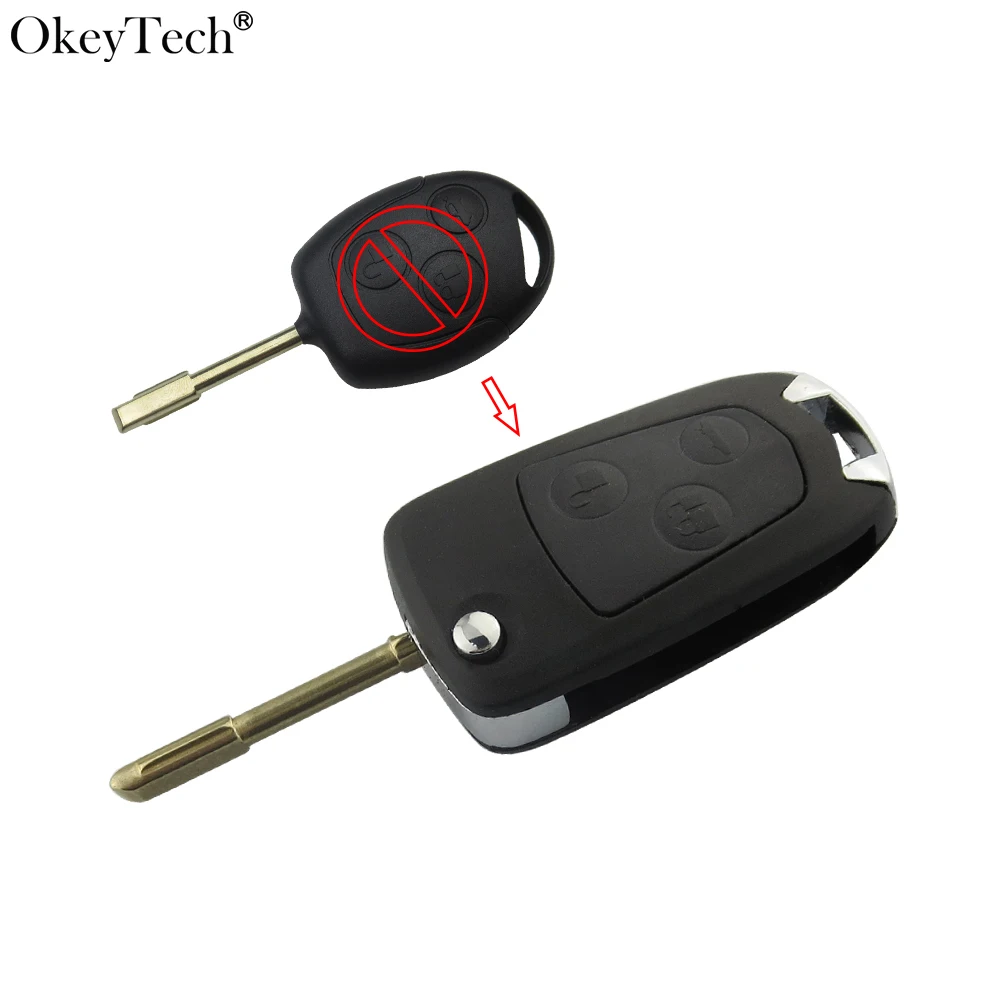 

Okeytech Remote Flip Folding Modified Car Key Shell 3 Buttons Replacement Case Fob For Ford Mondeo C-MAX Fusion Transit KA D25