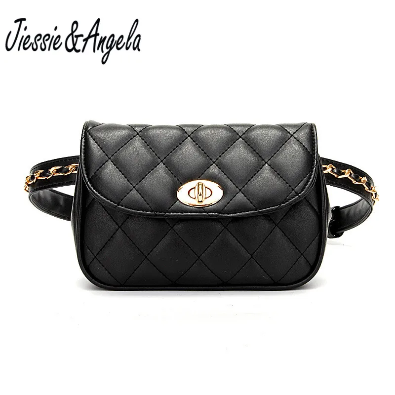 Jiessie & Angela Fashion Leather Women Waist Bag Luxury Designer Lady's Fanny Pack Women Waist
