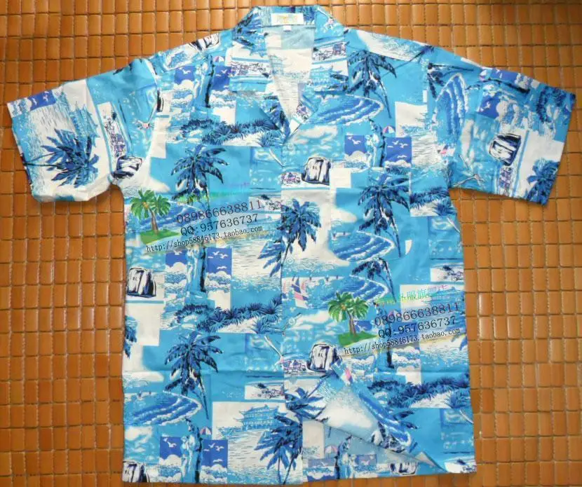

Free shipping hainan shirt dress beach casual shirt hawaii shirt 2XL 3XL