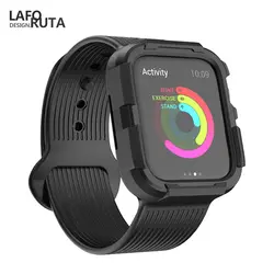 Laforuta чехол для Apple Watch Series 4 Спорт мягкий жидкий силиконовый Замена iWatch 44 мм 40 полосы с защитной крышкой C