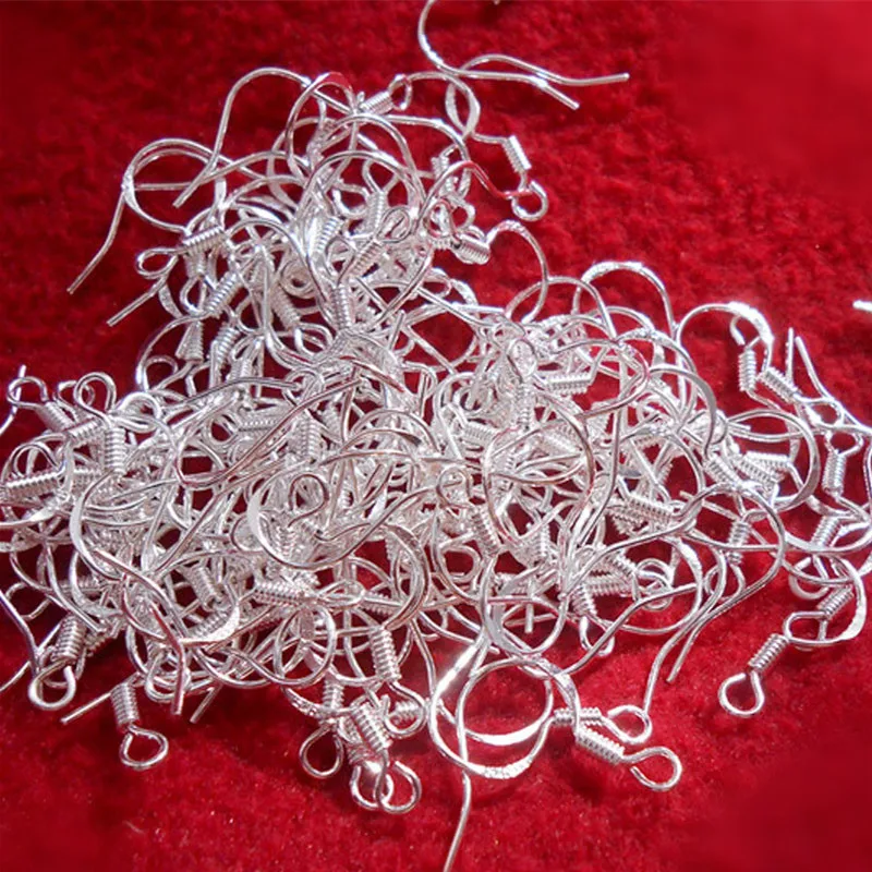 

Free Fast Shipping 100X Lot 15MM Making Jewelry Findings 925 Sterling Silver Fish Hook Earrings 925 Stamped Silver Hooks Earwire