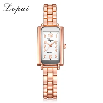 

Lvpai Top Brand Women Fashion Luxury Watch Rose Gold Ladies Quartz Wristwatch Square Diamond Alloy Women Fashion Watch