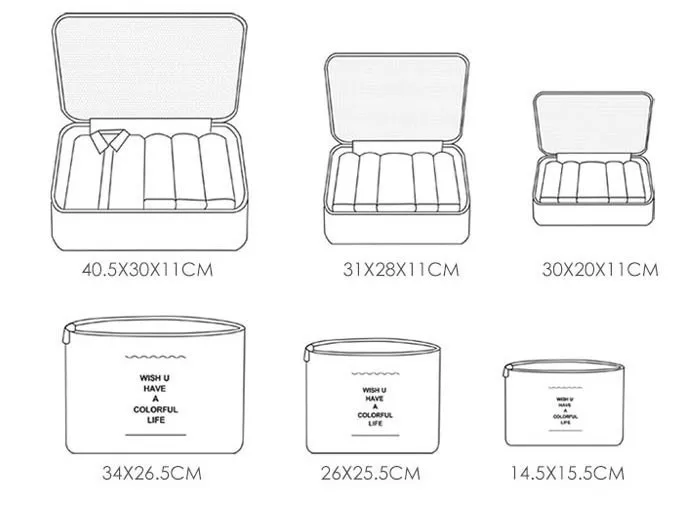 6 шт./компл. Упаковка Кубики Водонепроницаемый дорожная сумка для одежды полиэстер Чемодан Организатор функциональные, аксессуары для путешествий, чехол для хранения