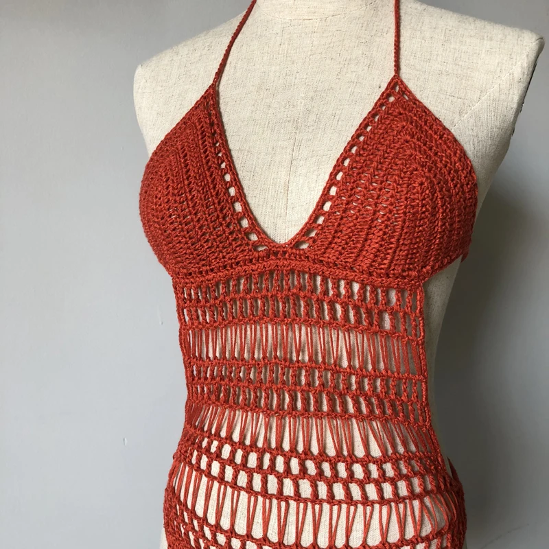 Crochet one piece backless sexy monokini high cut Jumpsuit Knitting Bikini Set Swimwear Swimsuit Beachwear