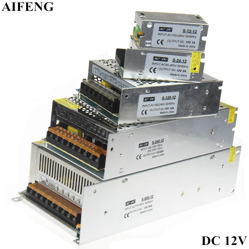

AIFENG AC 110V 220V To DC 12V Switching Power Supply Adapter 1A 2A 3A 5A 10A 20A 30A 50A Led Strip Light Driver Power Supply 12V