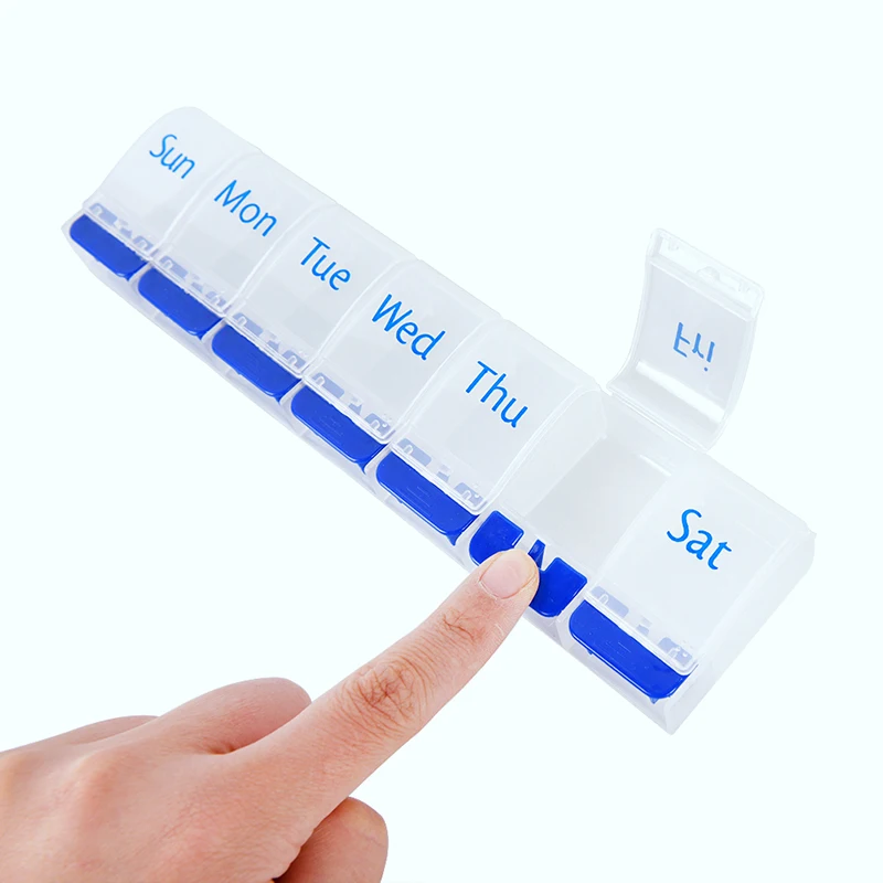 1PC Mini 7days Pill Box Organizer Tablet Holder Slot Weekly Medicine Container Organizer Case For Pills Box Splitters 2 Colurs