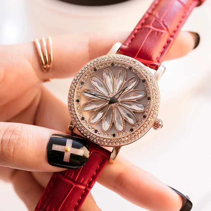 

Mashali 2018 Luxury Diamond Fashion Casual Red Watch Stainless Brand Women Round Watches Dress Ladies Clock Quartz Wristwatches
