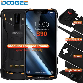 Перейти на Алиэкспресс и купить Модульный усиленный телефон DOOGEE S90, 6,18-дюймовый дисплей, 5050 мАч, Helio P60 восемь ядер, 6 ГБ+128 ГБ, Android 8.1, камера 16 Мп, IP68/IP69K