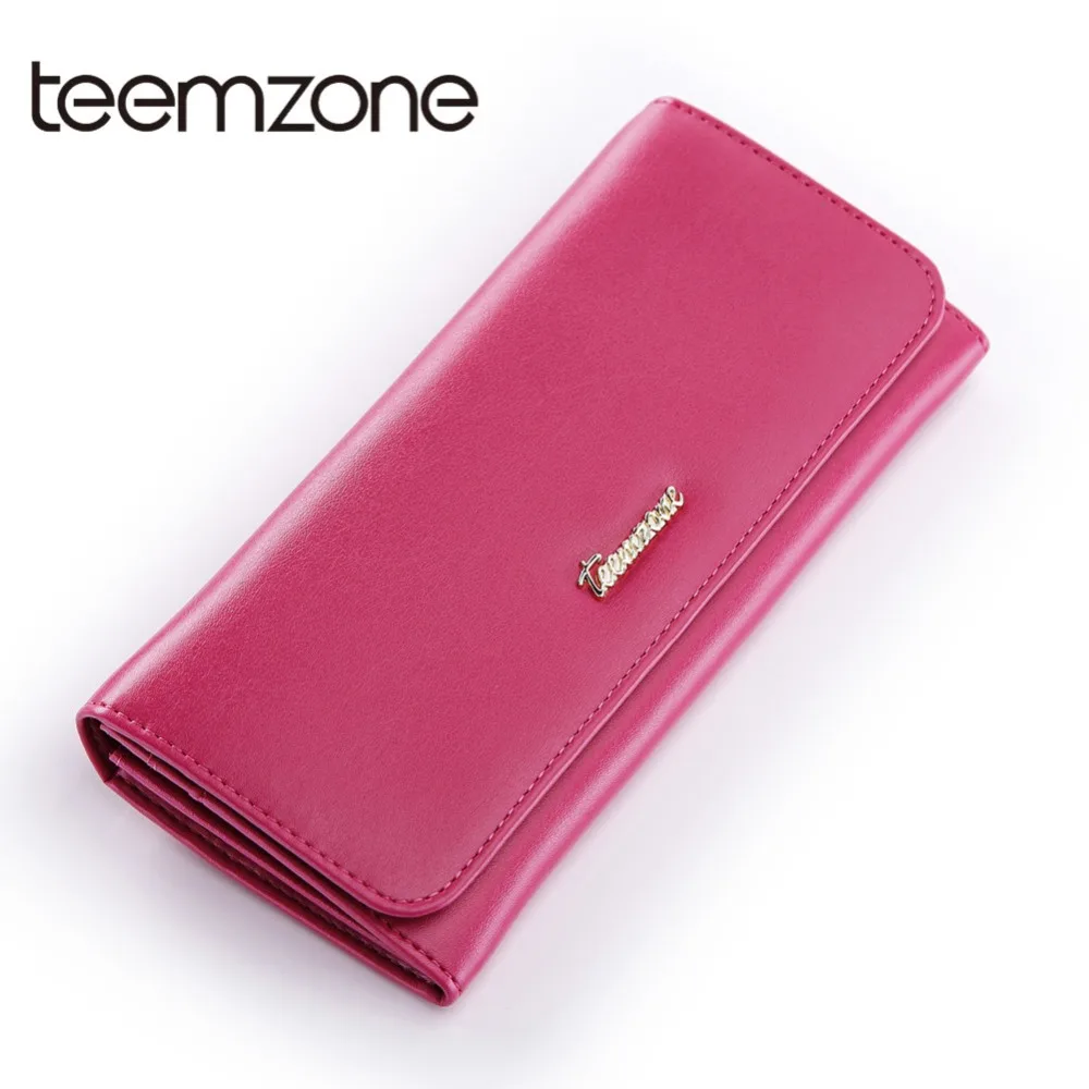 

Teemzone 2018 New Women's Purse Genuine Leather Long Hasp Women's Wallet Credit Card Holder Wallets Women carteira feminina Q409