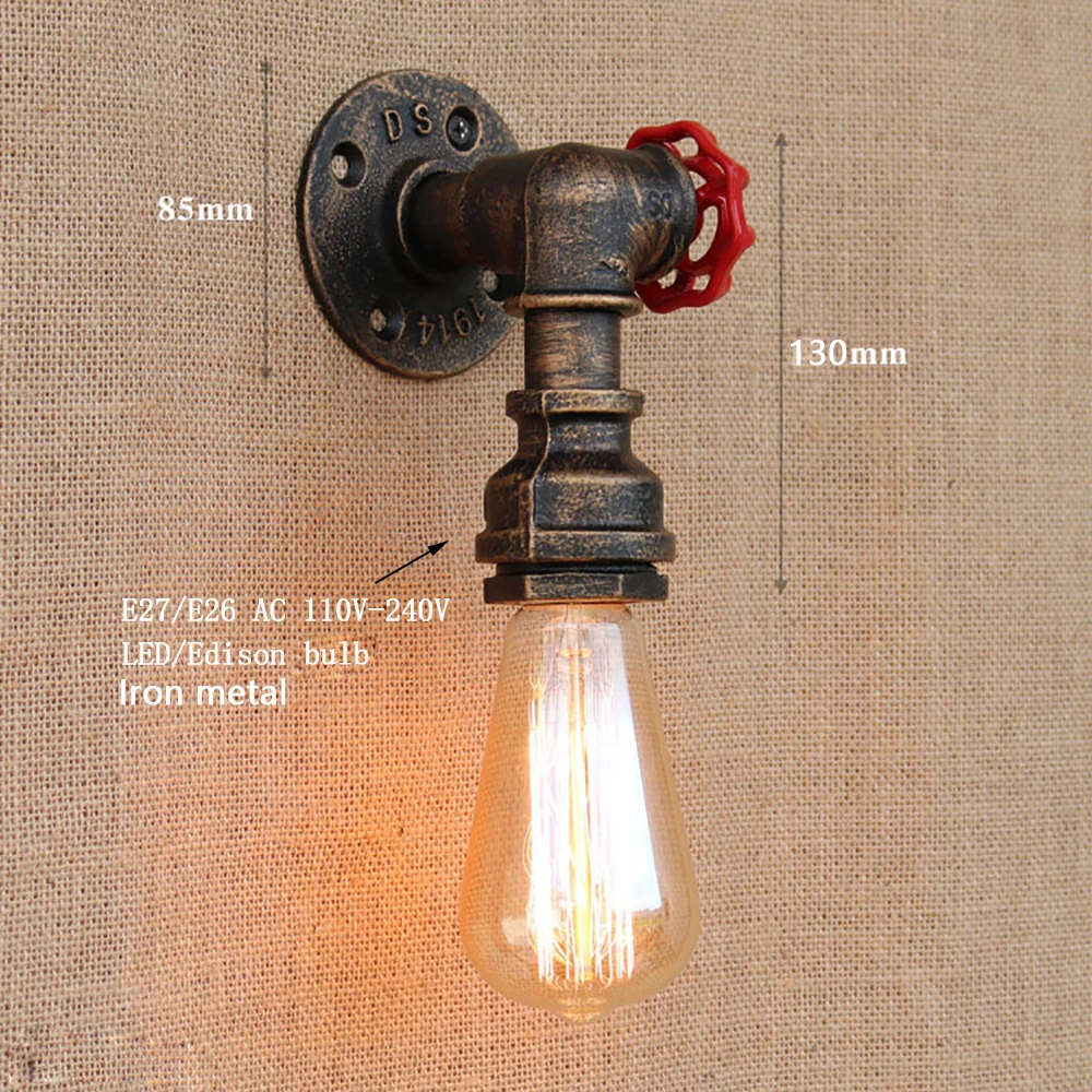  Steam punk Loft Industrial iron rust Water pipe retro wall lamps Vintage E27 LED sconce wall lights - 32742319051