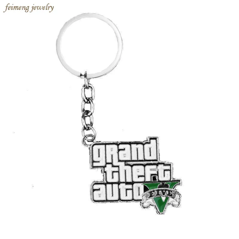 GTA 5 игр логотип Inspire Grand Theft Авто V брелок буквы ювелирные изделия для мужчин и
