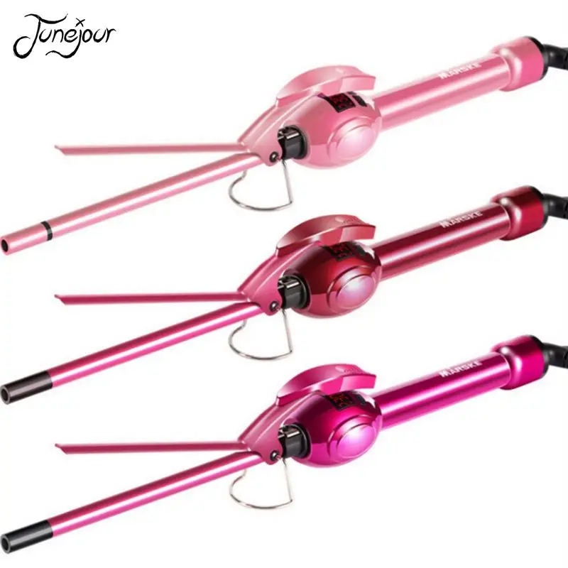 

JUNEJOUR LCD Monitor 9mm 19mm Curling Iron Portable Fast Heating Power Type Hair Curling Rod Ceramic Professional Styling Tool