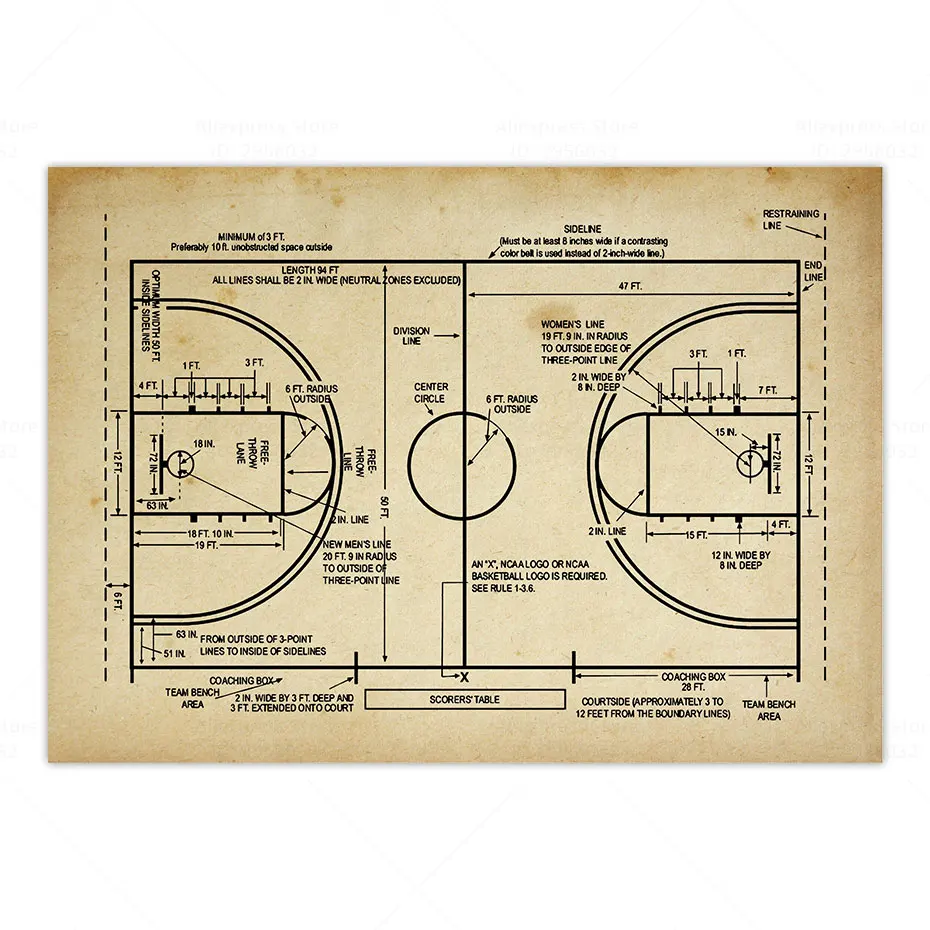 Basketball Coach Gift Vintage Wall Art Decor Poster Patent Canvas Print  Blueprint Retro Basketball Court Schematic Diagram Gift - Painting &  Calligraphy - AliExpress