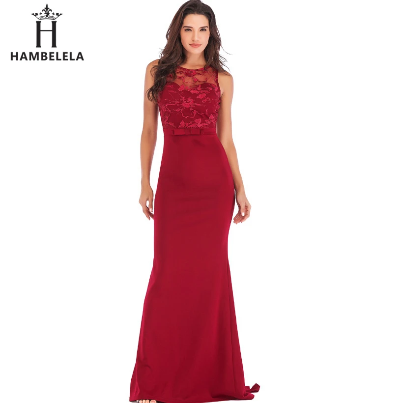 HAMBELELA Long Maxi Backless 2019 Women Dress Summer Evening Party Dresses Sexy O-Neck Elegant Floral Lace Dress Vestidos Longo (14)