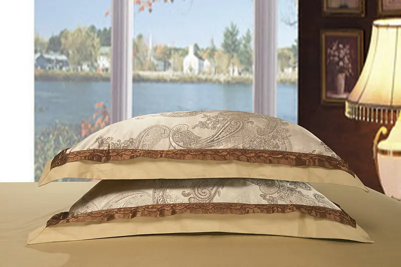 Waliicorners Gold Silver Beige Luxury Silk Jacquard Bedding set Queen King size Duvet cover set Embroidery Bed sheet Linen set Pillowcases 62 IMG_7657