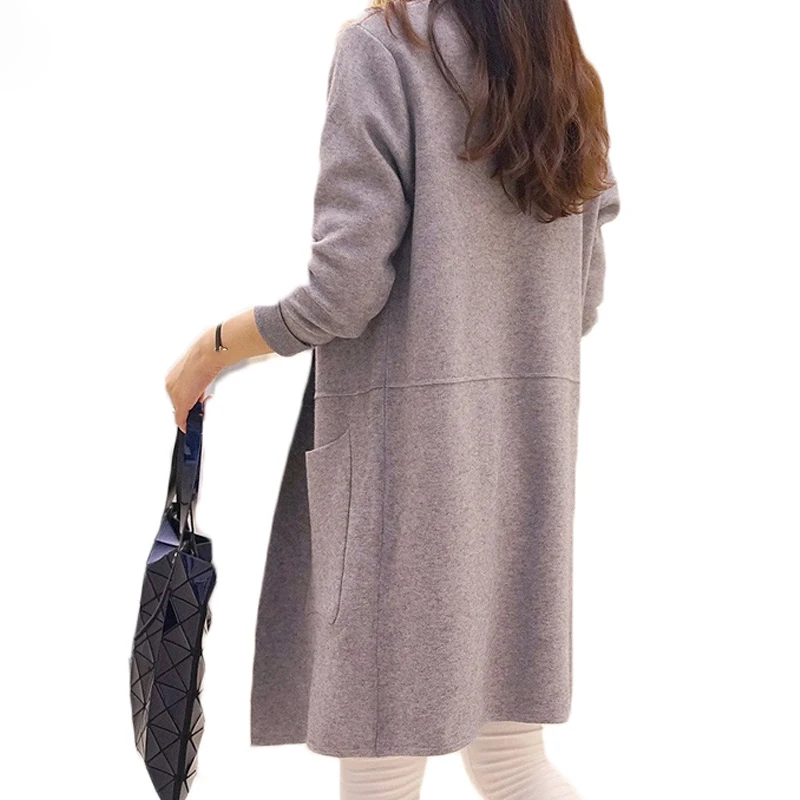 OHRYIYIE Women Sweater Long Cardigan 2019 New Fashion Autumn Winter Long Sleeve Loose Knitted Cardigan female Sweaters Long Coat
