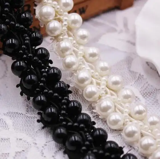 1 Yard Artificial Pearl Trim Decorative Elegant Bead Trim Lace Trim Ribbon