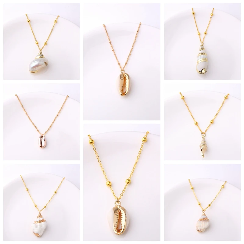 

Fashion New Design Bohemian Cowrie Conch Shell Pendant Necklace For Women Ocean Sea Beach Necklaces Boho Shell Jewelry Accessry