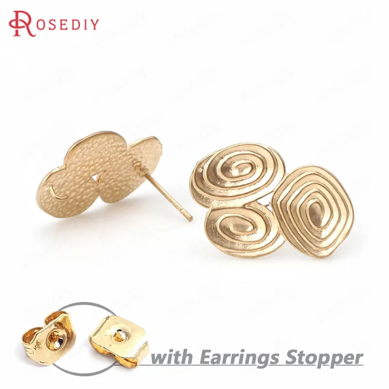 31905) 10 шт 22*15 мм 24K цвет шампанского золото латунь локон серьги-гвоздики с рисунком Высокое качество Diy ювелирных изделий Аксессуары